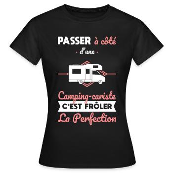Camping-cariste - Frôler la perfection - T-shirt Femme - noir - Devant - AI Model Female 172 dark (172cm)