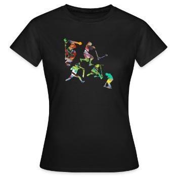 scooters cascadeurs,scooters trick,tricks,stunt,e-scooter - T-shirt Femme - noir - Devant - AI Model Female 172 dark (172cm)