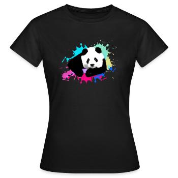 Panda,Panda Bear,Colorful,Graffiti,Painting,Blots - Women's T-Shirt - black - Front - AI Model Female 172 dark (172cm)