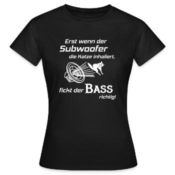 Car Hifi - Subwoofer Cat, Hifi Shirt Bass Lover - Women's T-Shirt - black - Front - AI Model Female 172 dark (172cm)