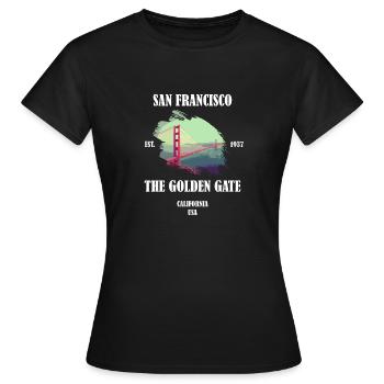 Pont du Golden Gate de San Francisco - T-shirt Femme - noir - Devant - AI Model Female 172 dark (172cm)