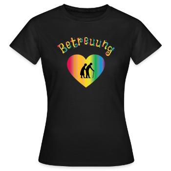 Betreuung mit Herz Pflegekraft Betreuungskraft BA - Frauen T-Shirt - Schwarz - Vorne - AI Model Female 172 dark (172cm)