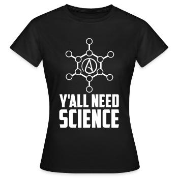 Athéiste Anti Relégion Athéisme Agnostique - T-shirt Femme - noir - Devant - AI Model Female 172 dark (172cm)