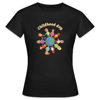 Journée de l’enfance - T-shirt Femme - noir - Devant - AI Model Female 172 dark (172cm)