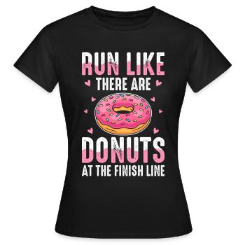 Lustiges Laufshirt Donut Motivation Joggen Sport - Frauen T-Shirt - Schwarz - Vorne - AI Model Female 172 dark (172cm)