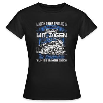 Modelleisenbahn. Kindheit - Frauen T-Shirt - Schwarz - Vorne - AI Model Female 172 dark (172cm)