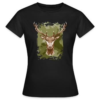 Hirsch - Frauen T-Shirt - Schwarz - Vorne - AI Model Female 172 dark (172cm)