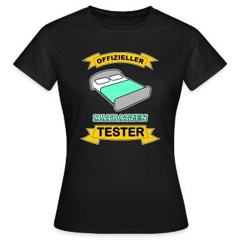 Matratzen Tester - Frauen T-Shirt - Schwarz - Vorne - AI Model Female 172 dark (172cm)