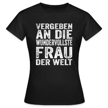 Vergeben an die wundervollste Frau der welt - Frauen T-Shirt - Schwarz - Vorne - AI Model Female 172 dark (172cm)