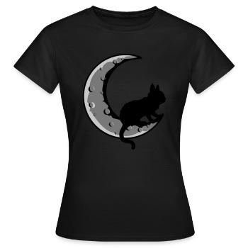 Faucille Lune Chat Noir - T-shirt Femme - noir - Devant - AI Model Female 172 dark (172cm)