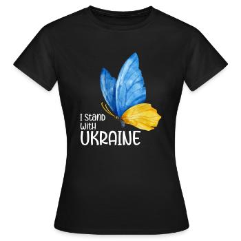 I stand with Ukraine - Frauen T-Shirt - Schwarz - Vorne - AI Model Female 172 dark (172cm)