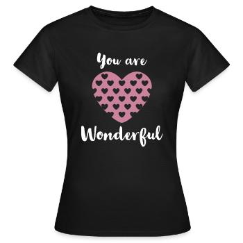 Wonderful, Love, Affection, Love, In Love, Heart - Women's T-Shirt - black - Front - AI Model Female 172 dark (172cm)
