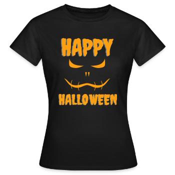Happy Halloween Face - Frauen T-Shirt - Schwarz - Vorne - AI Model Female 172 dark (172cm)