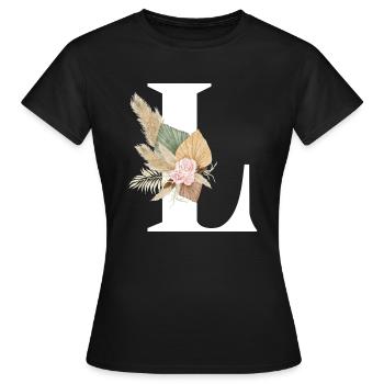lettre L fleuris - T-shirt Femme - noir - Devant - AI Model Female 172 dark (172cm)
