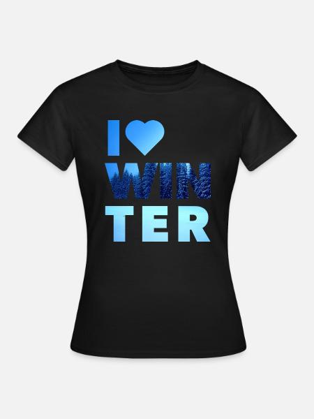 I LOVE WINTER - Frauen T-Shirt - Schwarz