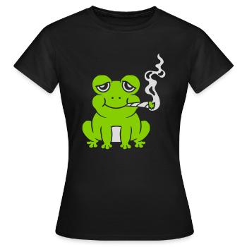 Weed Joint Frog Stoned - T-shirt Femme - noir - Devant - AI Model Female 172 dark (172cm)