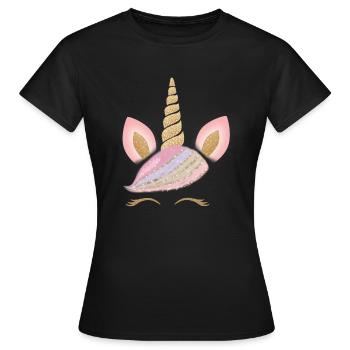 Prinzessin Einhorn rosa goldener Regenbogen - Frauen T-Shirt - Schwarz - Vorne - AI Model Female 172 dark (172cm)