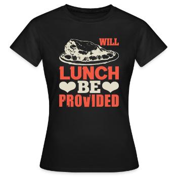 WIRD DAS MITTAGESSEN LUSTIG SEIN - Frauen T-Shirt - Schwarz - Vorne - AI Model Female 172 dark (172cm)