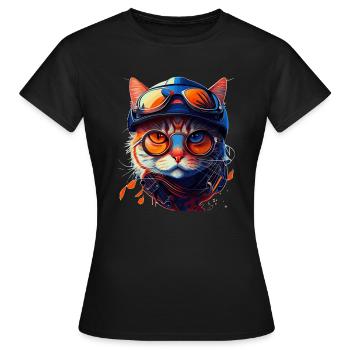 Pet house tiger face with sunglasses - Women's T-Shirt - black - Front - AI Model Female 172 dark (172cm)