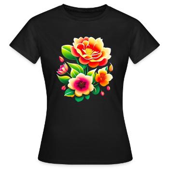Bouquet de fleurs - T-shirt Femme - noir - Devant - AI Model Female 172 dark (172cm)