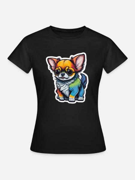 Arc-en-ciel de Chihuahua - T-shirt Femme - noir
