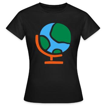 Globus Erde Planet - Frauen T-Shirt - Schwarz - Vorne - AI Model Female 172 dark (172cm)