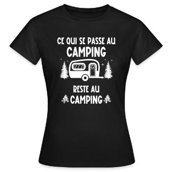 ce qui se passe au camping - T-shirt Femme - noir - Devant - AI Model Female 172 dark (172cm)