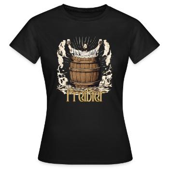Jesus im Bierfass - Frauen T-Shirt - Schwarz - Vorne - AI Model Female 172 dark (172cm)
