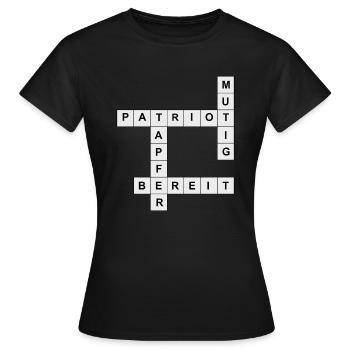 sei ein Patriot - Frauen T-Shirt - Schwarz - Vorne - AI Model Female 172 dark (172cm)