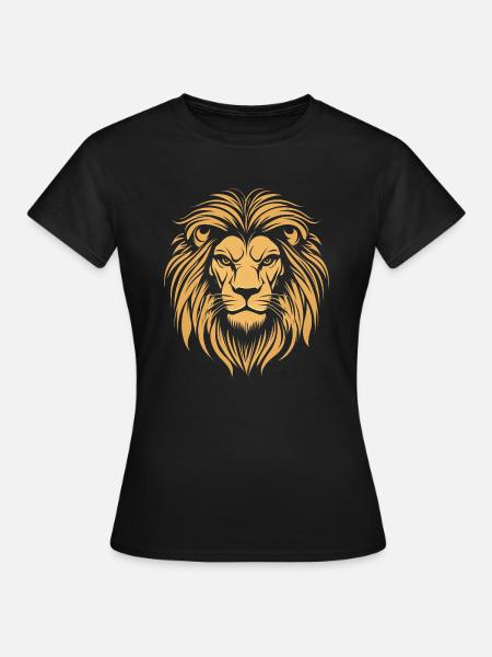 Goldenes modisches Löwen Logo - Frauen T-Shirt - Schwarz