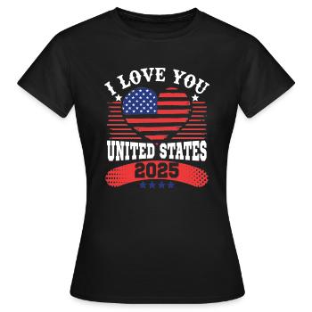 I LOVE YOU UNITED STATES - T-shirt Femme - noir - Devant - AI Model Female 172 dark (172cm)