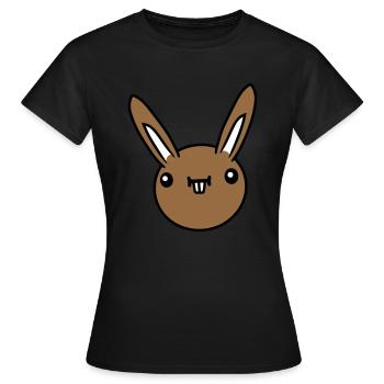 Hase Lustig Gesicht Grimasse Albern Ulkig Lächeln - Frauen T-Shirt - Schwarz - Vorne - AI Model Female 172 dark (172cm)