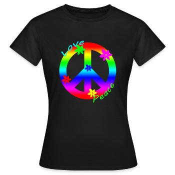 Love&Peace Friedenszeichen - Frauen T-Shirt - Schwarz - Vorne - AI Model Female 172 dark (172cm)
