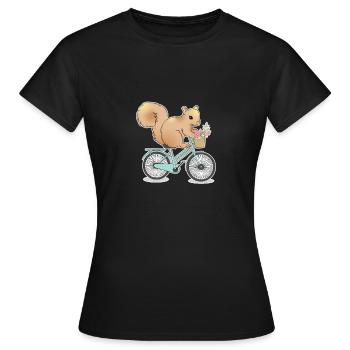 Eichhoernchen Fahrrad Tier lustiges Rad Geschenk - Frauen T-Shirt - Schwarz - Vorne - AI Model Female 172 dark (172cm)