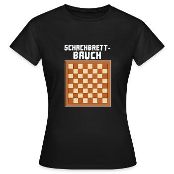 Schach Lustig Schachbrett Bauch Verein Geschenk - Frauen T-Shirt - Schwarz - Vorne - AI Model Female 172 dark (172cm)