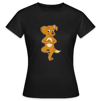 Cute Dog Yoga Dog lover Gift Yoga Teacher Comic - Women's T-Shirt - black - Front - AI Model Female 172 dark (172cm)