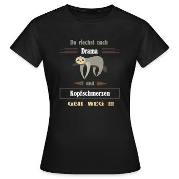 Faultier mit Kopfschmerzen und Drama - Frauen T-Shirt - Schwarz - Vorne - AI Model Female 172 dark (172cm)