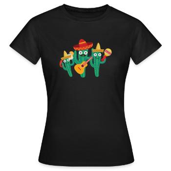 cactus family,Mexico,Mexican,Mariachi - Women's T-Shirt - black - Front - AI Model Female 172 dark (172cm)