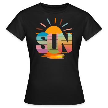 soleil, conception de soleil, ensoleillement, été, jours ensoleillés - T-shirt Femme - noir - Devant - AI Model Female 172 dark (172cm)