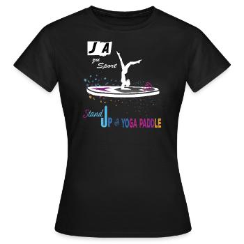 Yoga auf dem Paddle 🧘‍♀️ JA zu Sport Bunt & Stil - Frauen T-Shirt - Schwarz - Vorne - AI Model Female 172 dark (172cm)