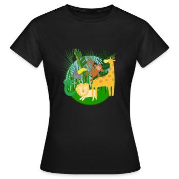 Lustige comic Dschungel Tiere - Frauen T-Shirt - Schwarz - Vorne - AI Model Female 172 dark (172cm)