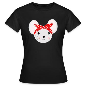 Cute Mouse - T-shirt Femme - noir - Devant - AI Model Female 172 dark (172cm)