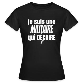 militaire qui déchire - T-shirt Femme - noir - Devant - AI Model Female 172 dark (172cm)
