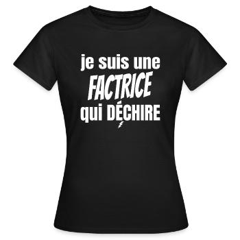 factrice qui déchire - T-shirt Femme - noir - Devant - AI Model Female 172 dark (172cm)