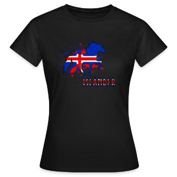 Isländer im Tölt mit Text - Frauen T-Shirt - Schwarz - Vorne - AI Model Female 172 dark (172cm)