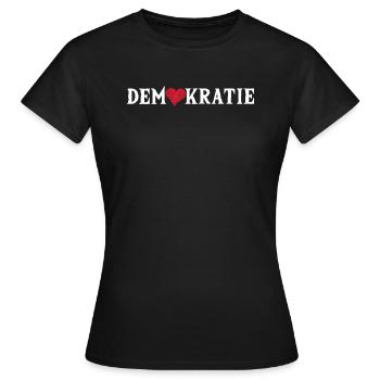 Demokratie Herz - Frauen T-Shirt - Schwarz - Vorne - AI Model Female 172 dark (172cm)