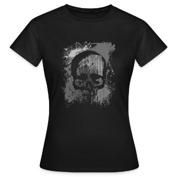 Crâne sur des taches de couleur | Taches de crâne - T-shirt Femme - noir - Devant - AI Model Female 172 dark (172cm)