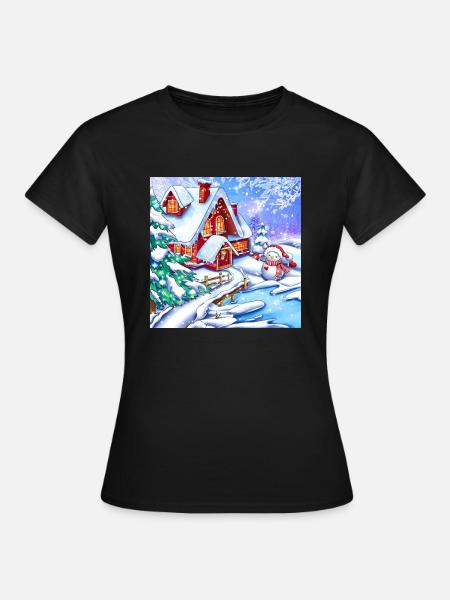 Winterlandschaft - Frauen T-Shirt - Schwarz
