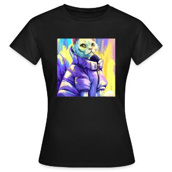 Cyber Katze - Frauen T-Shirt - Schwarz - Vorne - AI Model Female 172 dark (172cm)
