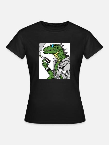 dinosaur with cigarette - Frauen T-Shirt - Schwarz